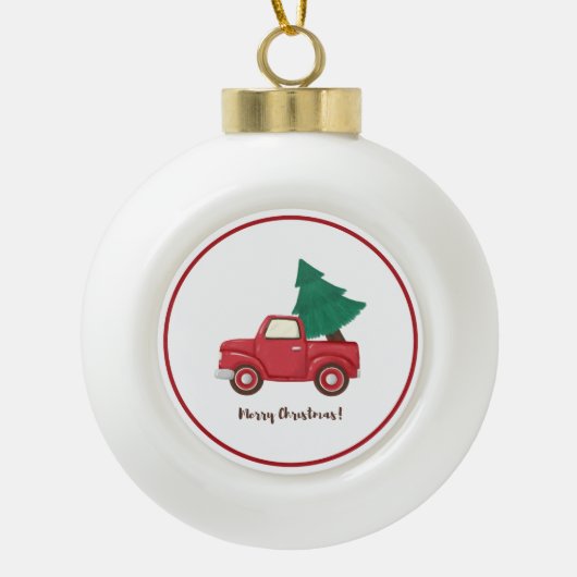 kerstboom met versiering van keramische autobomen keramische bal ornament (Voorkant)