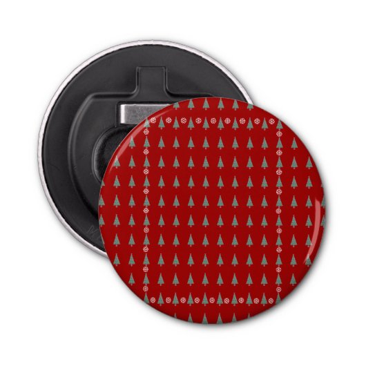 kerstboom met versiering van rode bogen button flesopener (Voorkant)
