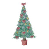 kerstboom met versiering van rode bogen button flesopener