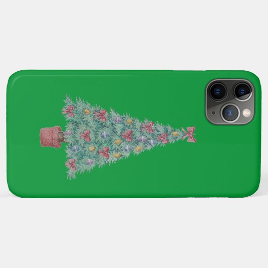 kerstboom met versiering van rode bogen Case-Mate iPhone case (Achterkant (horizontaal))