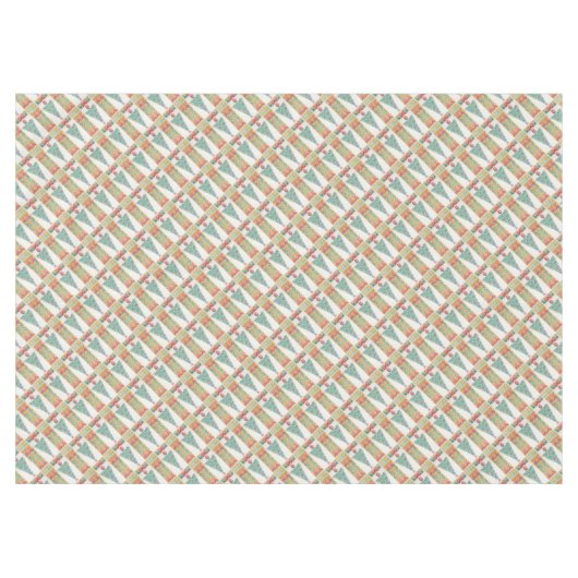 kerstboom met versiering van rode bogen en met kun tafelkleed (Voorkant (Horizontaal))