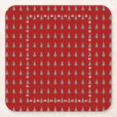 kerstboom met versiering van rode bogen kartonnen onderzetters (Voorkant)