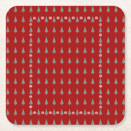 kerstboom met versiering van rode bogen kartonnen onderzetters