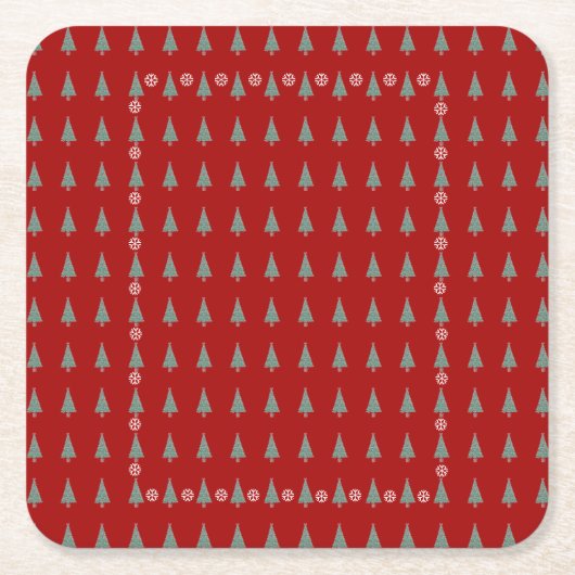 kerstboom met versiering van rode bogen kartonnen onderzetters (Voorkant)