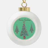 kerstboom met versiering van rode bogen keramische bal ornament (Voorkant)