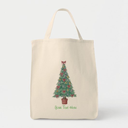 kerstboom met versiering van rode bogen tote bag (Voorkant)