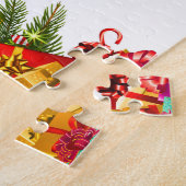 kerstboom met versieringen en cadeaudozen legpuzzel (Zijkant)