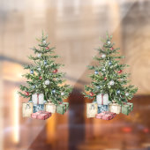 kerstboom met versieringen en cadeaus raamsticker (Vel 2)