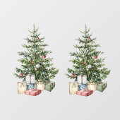kerstboom met versieringen en cadeaus raamsticker (Vel)