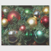 Kerstboom met versieringen en kerstlichten cadeaupapier (Vlak)