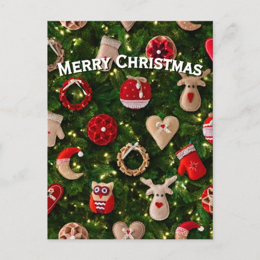 Kerstboom met vilt speelgoed feestdagenkaart (Voorkant)