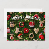 Kerstboom met vilt speelgoed feestdagenkaart (Voorkant / Achterkant)