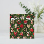 Kerstboom met vilt speelgoed feestdagenkaart (Staand voorkant)