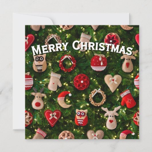 Kerstboom met vilt speelgoed feestdagenkaart (Voorkant)