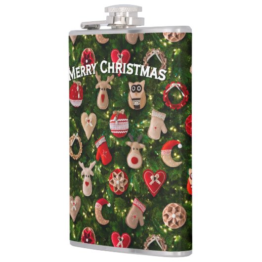 Kerstboom met vilt speelgoed heupfles (Links)