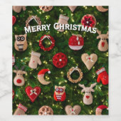 Kerstboom met vilt speelgoed wijnlabel wijn etiket (Enkel label)