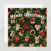 Kerstboom met vilten speelgoed feestdagenkaart (Voorkant / Achterkant)