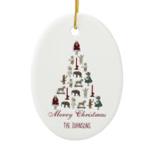 Kerstboom met vintage speelgoed rode schriftfoto C