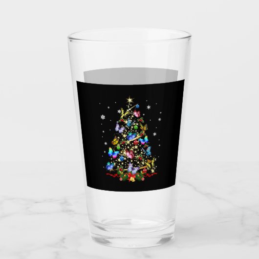 Kerstboom met vlinder, lichte meisjes, kerstmis B Glas (Voorkant)