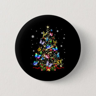 Kerstboom met vlinder, lichte meisjes, kerstmis B Ronde Button 5,7 Cm