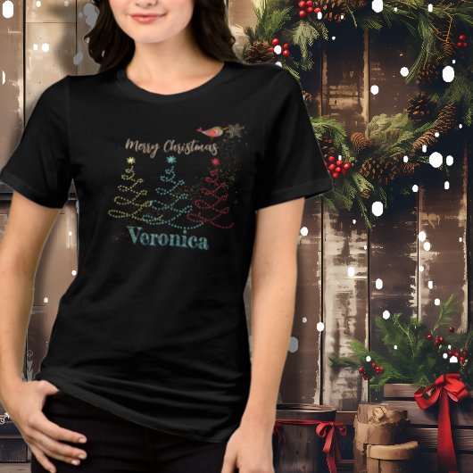 Kerstboom met vogel Tri-Blend shirt