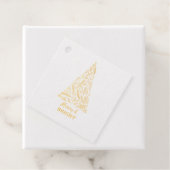 Kerstboom met vrolijk en helder in goud bedankjes labels (Met doos)