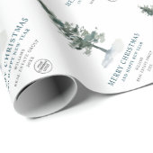 Kerstboom met waterverf dennenappels vakantie cadeaupapier (Rol Hoek)