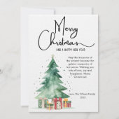 Kerstboom met waterverf plat ontwerp feestdagenkaart (Voorkant)