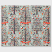 kerstboom met wensen (grijs) cadeaupapier (Vlak)