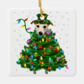 kerstboom met wieltjes |Kerstlamptijden Keramisch Ornament (Voorkant)