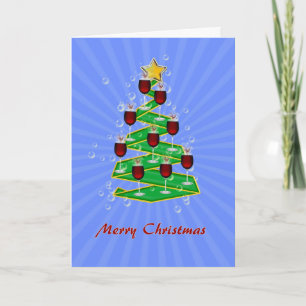 Kerstboom met wijn feestdagen kaart