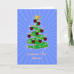 Kerstboom met wijn feestdagen kaart