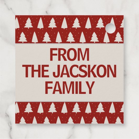 Kerstboom met witte sinaasappels en sneeuwvlokken  bedankjes labels (Achterkant)