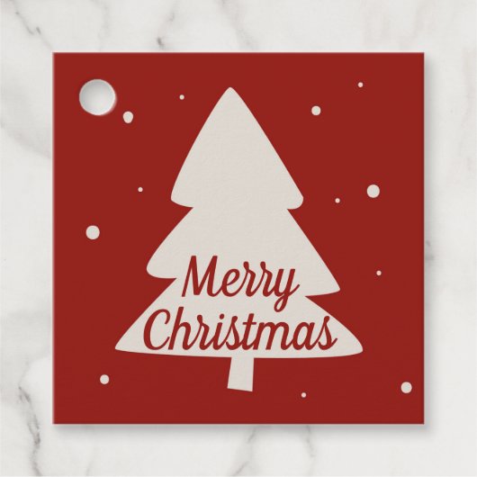 Kerstboom met witte sinaasappels en sneeuwvlokken  bedankjes labels (Voorkant)