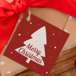 Kerstboom met witte sinaasappels en sneeuwvlokken  bedankjes labels