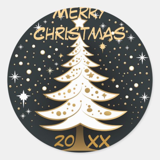 Kerstboom met zilveren Ornamenten Sticker (Voorkant)