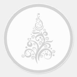 Kerstboom met zilvergrijze wervelingen sticker