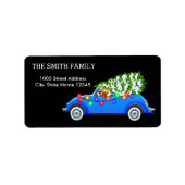 Kerstboom met zwarte achtergrond etiket (Voorkant)