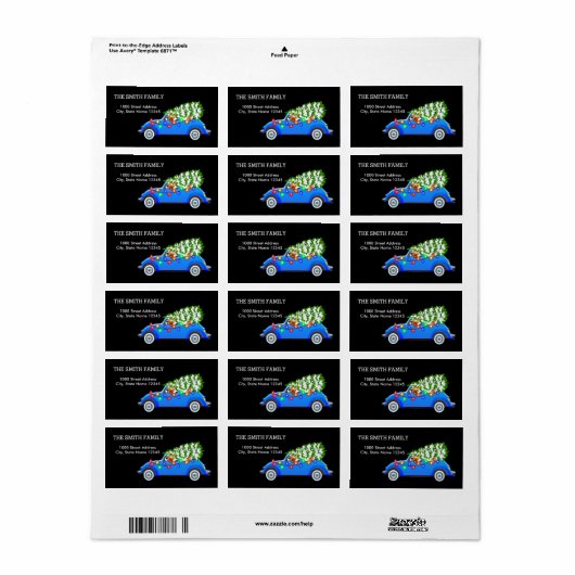 Kerstboom met zwarte achtergrond etiket (Full Sheet)