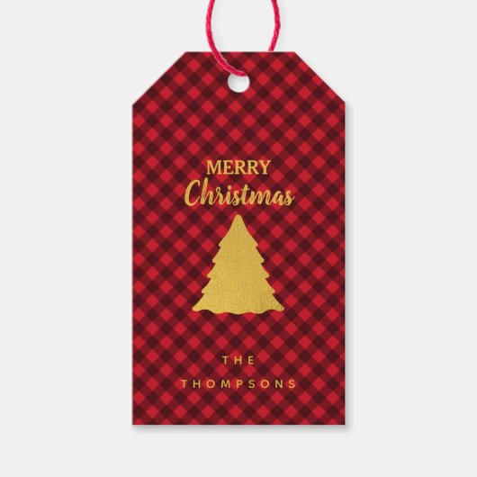 kerstboom met zwarte buffels cadeaulabel (Voorkant)