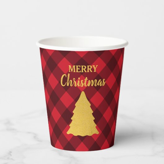 kerstboom met zwarte buffels papieren bekers (Achterkant)