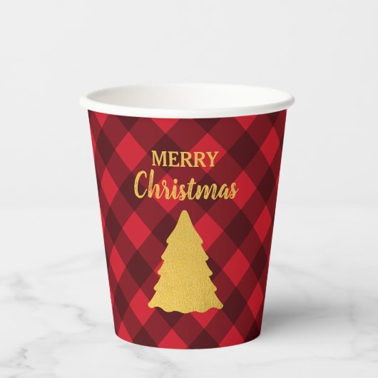 kerstboom met zwarte buffels papieren bekers (Voorkant)