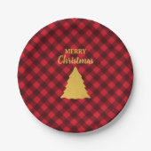 kerstboom met zwarte buffels papieren bordje (Voorkant)