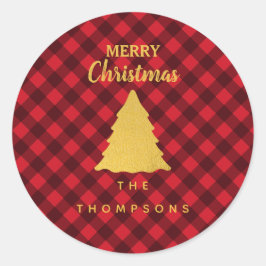 kerstboom met zwarte buffels ronde sticker
