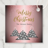 Kerstboom Metallic Pink Family Holiday Bedankjes Labels (Achterkant)
