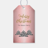 Kerstboom Metallic Pink Family Holiday Cadeaulabel (Voorkant)
