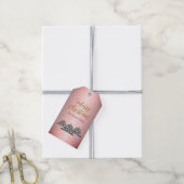 Kerstboom Metallic Pink Family Holiday Cadeaulabel (Met Touw)