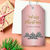 Kerstboom Metallic Pink Family Holiday Cadeaulabel