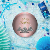 Kerstboom Metallic Pink Script Holiday Party Papieren Bordje (Feest)