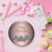Kerstboom Metallic Pink Script Holiday Party Papieren Bordje (Feest)